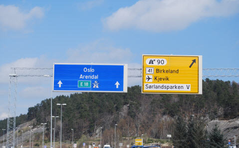 Kristiansand Norway road sign
